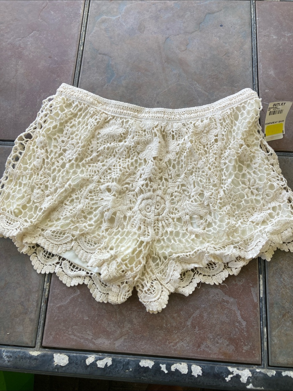 Women's Cream Crochet Lace Shorts